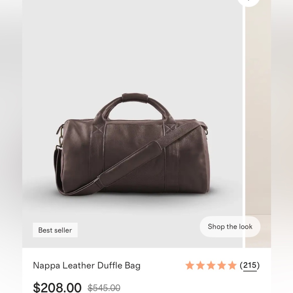 Nappa Leather Brown Duffle Bag with flawed strap